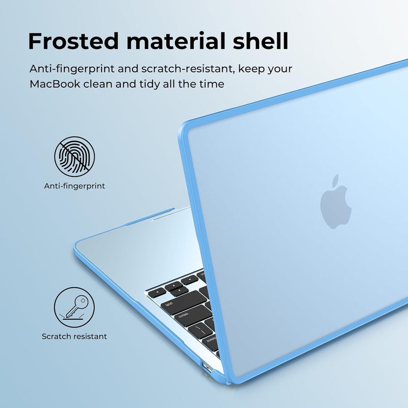 BlueSwan Anti-Cracking Hard Shell Case Compatible with MacBook Air 13 inch M4 M3 M2 2026 2025-2022 A3240 A3113 A2681, Drop Protection Soft TPU Bumper PC Base for Air 13.6 inch, Frosted Sky Blue - Image 5
